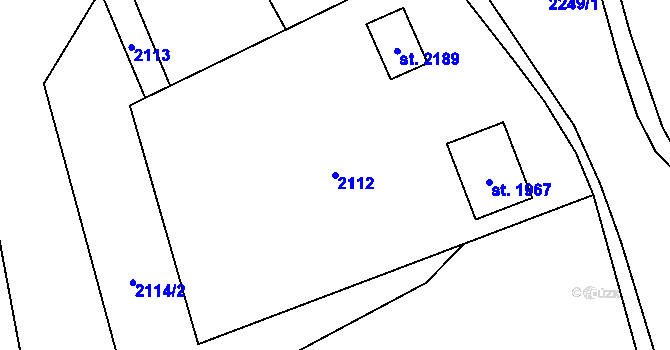 Parcela st. 2112 v KÚ Hovězí, Katastrální mapa