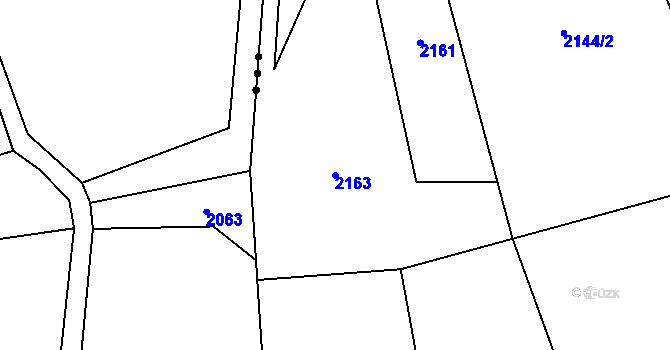 Parcela st. 2163 v KÚ Hovězí, Katastrální mapa