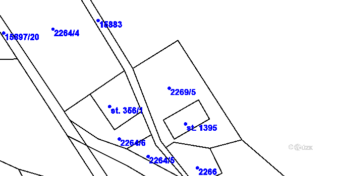 Parcela st. 2269/5 v KÚ Hovězí, Katastrální mapa
