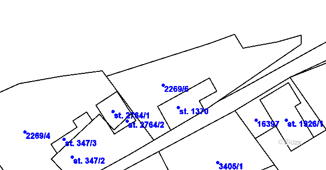Parcela st. 2269/6 v KÚ Hovězí, Katastrální mapa