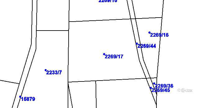Parcela st. 2269/17 v KÚ Hovězí, Katastrální mapa