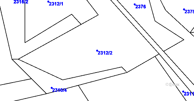 Parcela st. 2312/2 v KÚ Hovězí, Katastrální mapa