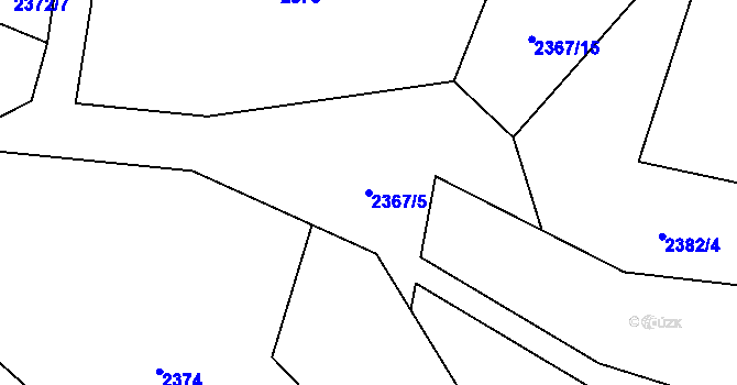 Parcela st. 2367/5 v KÚ Hovězí, Katastrální mapa