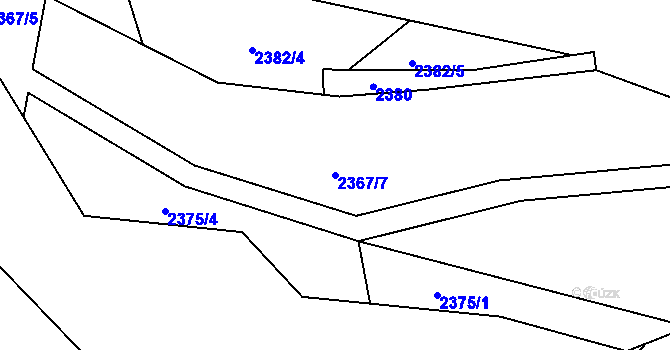 Parcela st. 2367/7 v KÚ Hovězí, Katastrální mapa