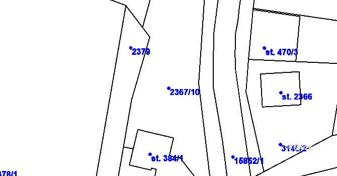 Parcela st. 2367/10 v KÚ Hovězí, Katastrální mapa