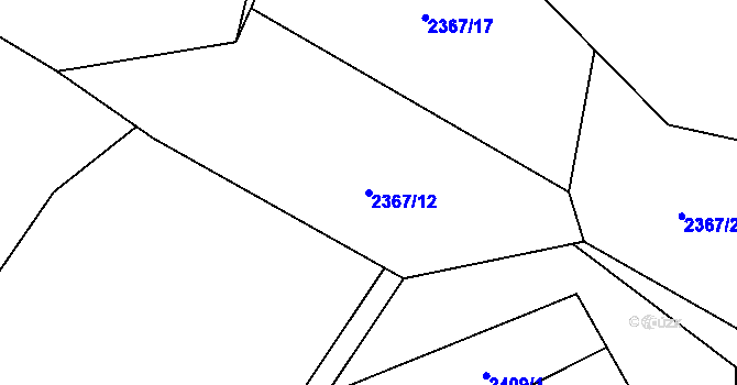 Parcela st. 2367/12 v KÚ Hovězí, Katastrální mapa