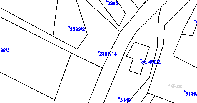 Parcela st. 2367/14 v KÚ Hovězí, Katastrální mapa