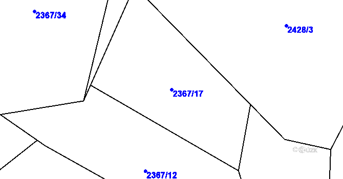 Parcela st. 2367/17 v KÚ Hovězí, Katastrální mapa