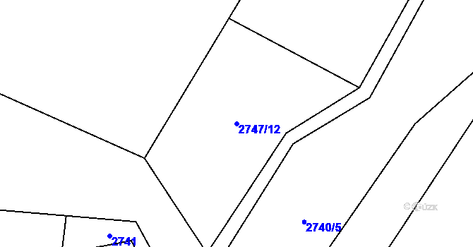 Parcela st. 2747/12 v KÚ Hovězí, Katastrální mapa