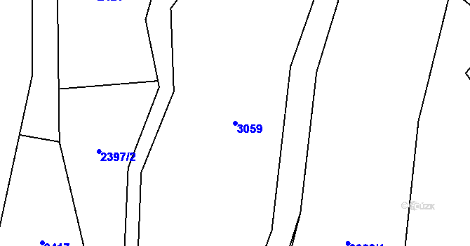 Parcela st. 3059 v KÚ Hovězí, Katastrální mapa