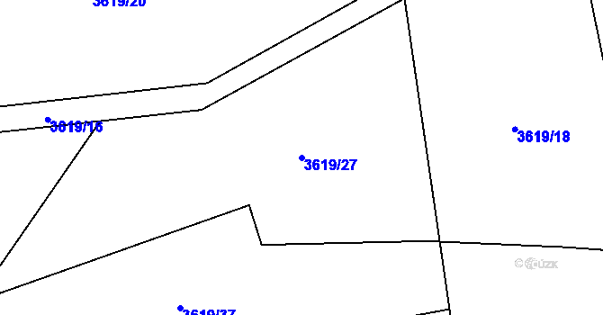 Parcela st. 3619/27 v KÚ Hovězí, Katastrální mapa