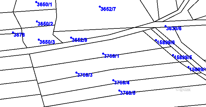 Parcela st. 3768/1 v KÚ Hovězí, Katastrální mapa