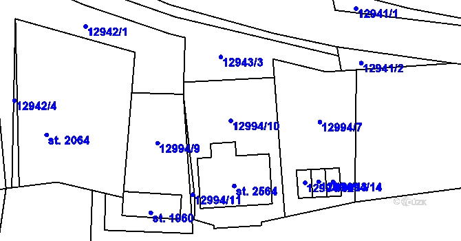 Parcela st. 12994/10 v KÚ Hovězí, Katastrální mapa