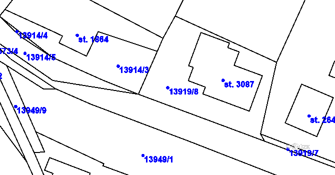 Parcela st. 13919/8 v KÚ Hovězí, Katastrální mapa