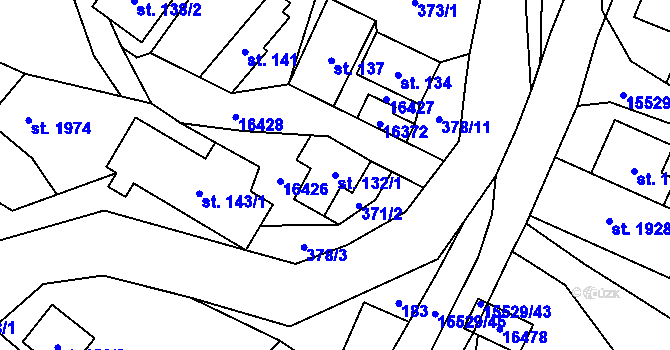 Parcela st. 132/1 v KÚ Hovězí, Katastrální mapa