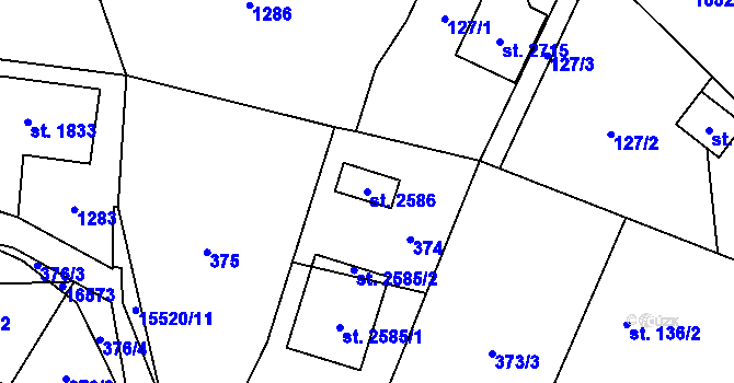 Parcela st. 2586 v KÚ Hovězí, Katastrální mapa