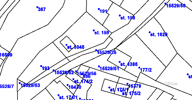 Parcela st. 15529/26 v KÚ Hovězí, Katastrální mapa