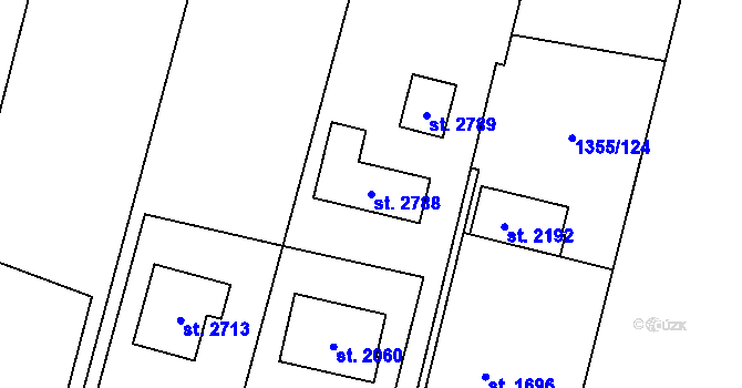 Parcela st. 2788 v KÚ Hovězí, Katastrální mapa