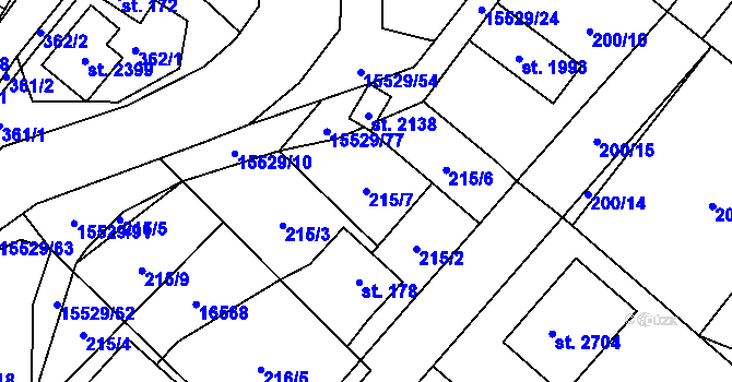 Parcela st. 215/7 v KÚ Hovězí, Katastrální mapa