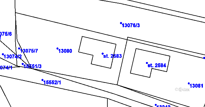 Parcela st. 2583 v KÚ Hovězí, Katastrální mapa