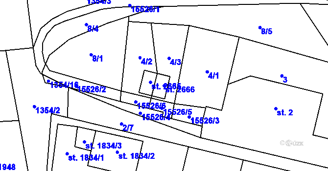 Parcela st. 2666 v KÚ Hovězí, Katastrální mapa