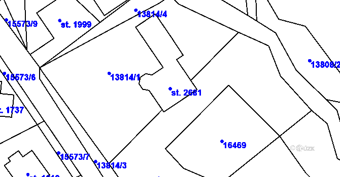 Parcela st. 2681 v KÚ Hovězí, Katastrální mapa