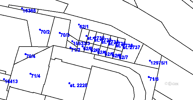 Parcela st. 62/4 v KÚ Hovězí, Katastrální mapa