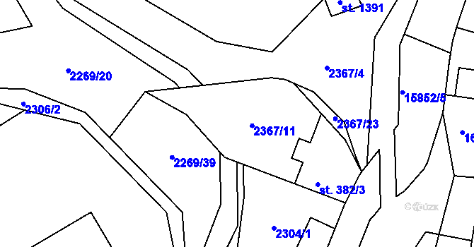 Parcela st. 2367/22 v KÚ Hovězí, Katastrální mapa