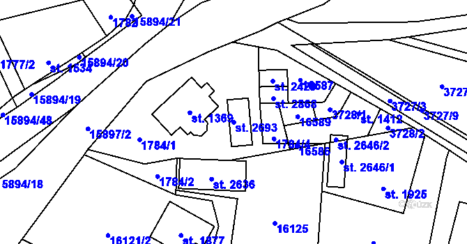 Parcela st. 2693 v KÚ Hovězí, Katastrální mapa