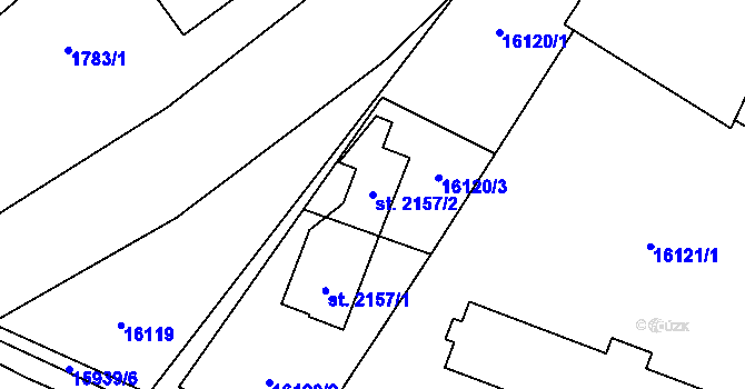 Parcela st. 2157/2 v KÚ Hovězí, Katastrální mapa