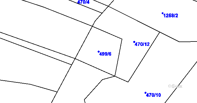 Parcela st. 499/6 v KÚ Hovězí, Katastrální mapa