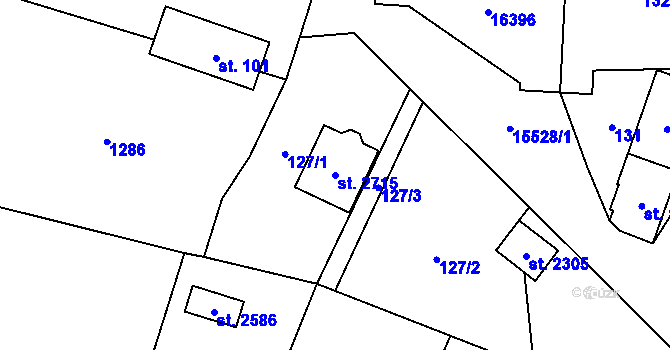 Parcela st. 2715 v KÚ Hovězí, Katastrální mapa