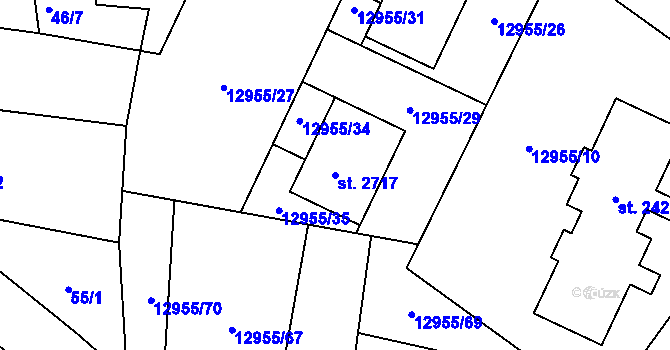 Parcela st. 2717 v KÚ Hovězí, Katastrální mapa