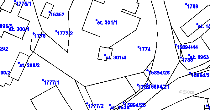 Parcela st. 301/4 v KÚ Hovězí, Katastrální mapa