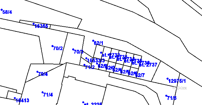 Parcela st. 2732 v KÚ Hovězí, Katastrální mapa