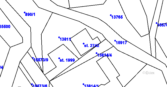 Parcela st. 2742 v KÚ Hovězí, Katastrální mapa