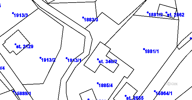 Parcela st. 346/4 v KÚ Hovězí, Katastrální mapa