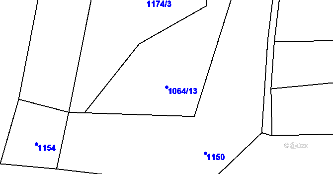 Parcela st. 1064/13 v KÚ Hovězí, Katastrální mapa