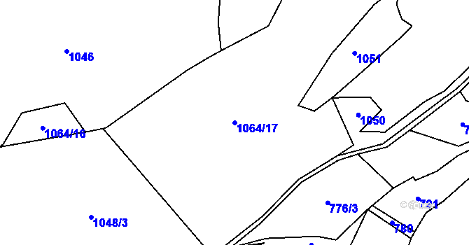 Parcela st. 1064/17 v KÚ Hovězí, Katastrální mapa