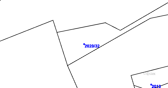 Parcela st. 2020/32 v KÚ Hovězí, Katastrální mapa