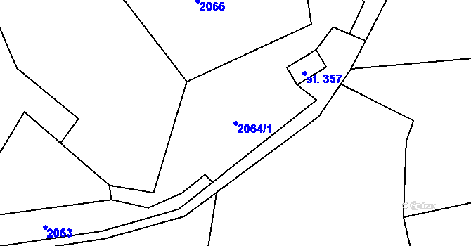 Parcela st. 2064/1 v KÚ Hovězí, Katastrální mapa