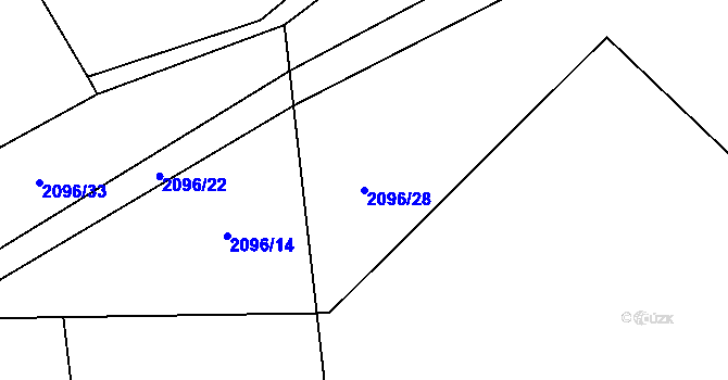 Parcela st. 2096/28 v KÚ Hovězí, Katastrální mapa