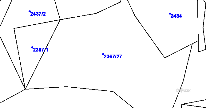 Parcela st. 2367/27 v KÚ Hovězí, Katastrální mapa