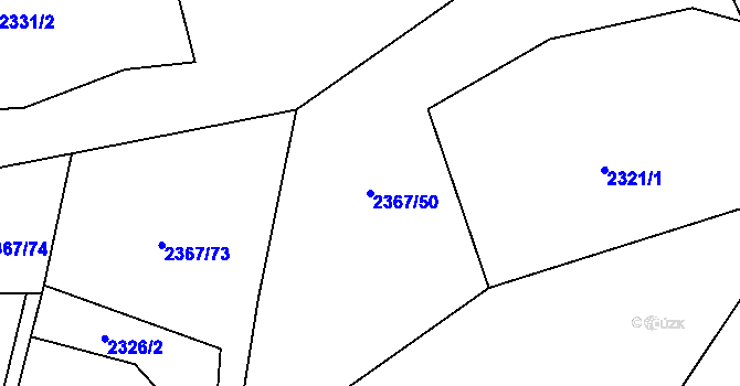 Parcela st. 2367/50 v KÚ Hovězí, Katastrální mapa