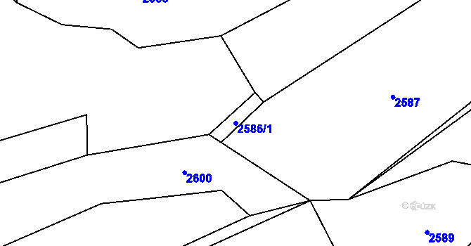 Parcela st. 2586/1 v KÚ Hovězí, Katastrální mapa