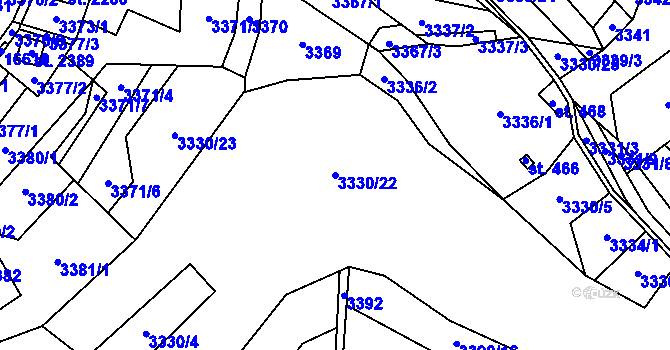 Parcela st. 3330/22 v KÚ Hovězí, Katastrální mapa