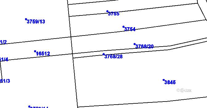 Parcela st. 3768/28 v KÚ Hovězí, Katastrální mapa