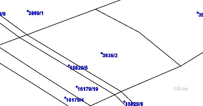 Parcela st. 3936/2 v KÚ Hovězí, Katastrální mapa