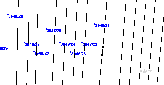 Parcela st. 3948/22 v KÚ Hovězí, Katastrální mapa