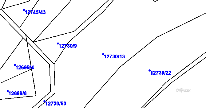 Parcela st. 12730/13 v KÚ Hovězí, Katastrální mapa